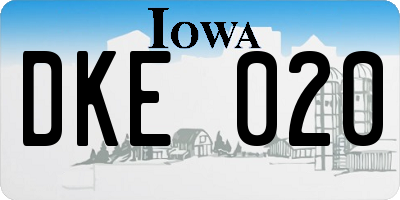 IA license plate DKE020