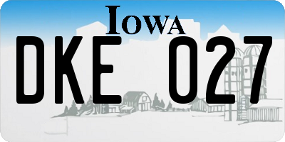 IA license plate DKE027
