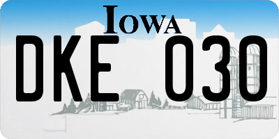 IA license plate DKE030