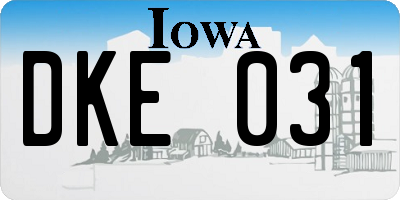 IA license plate DKE031