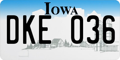 IA license plate DKE036