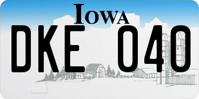 IA license plate DKE040