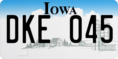 IA license plate DKE045