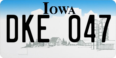 IA license plate DKE047