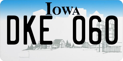 IA license plate DKE060