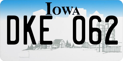 IA license plate DKE062