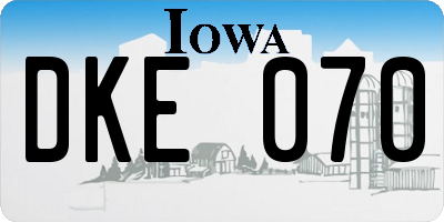 IA license plate DKE070