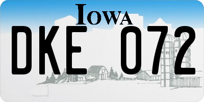 IA license plate DKE072