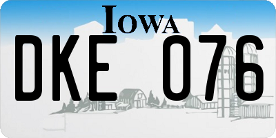 IA license plate DKE076