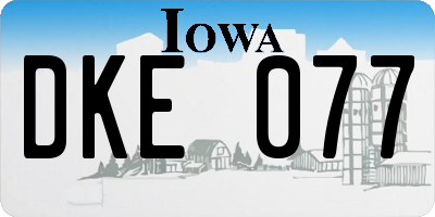 IA license plate DKE077