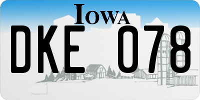 IA license plate DKE078