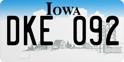 IA license plate DKE092