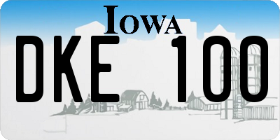 IA license plate DKE100