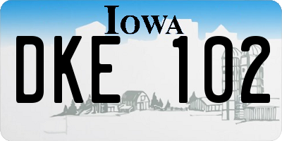 IA license plate DKE102