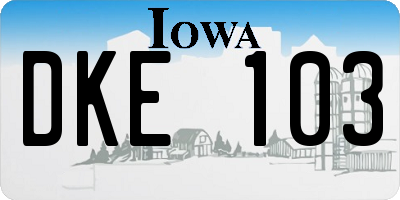 IA license plate DKE103