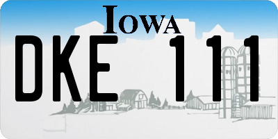 IA license plate DKE111
