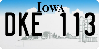 IA license plate DKE113