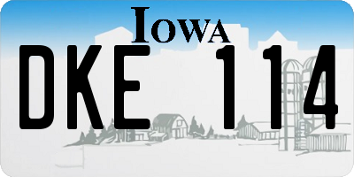 IA license plate DKE114