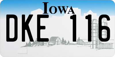 IA license plate DKE116