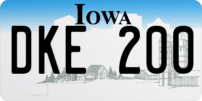 IA license plate DKE200