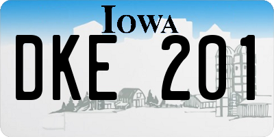 IA license plate DKE201