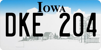 IA license plate DKE204