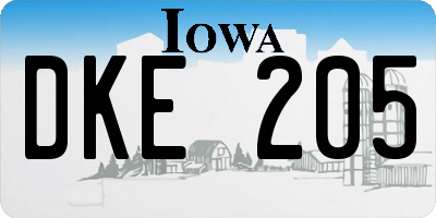 IA license plate DKE205