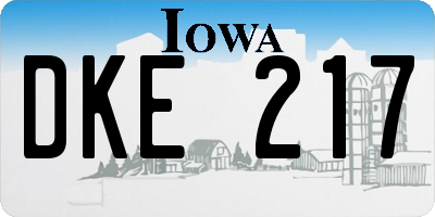 IA license plate DKE217