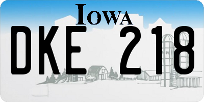 IA license plate DKE218