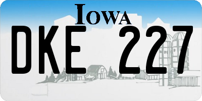 IA license plate DKE227