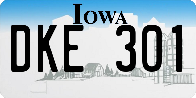 IA license plate DKE301