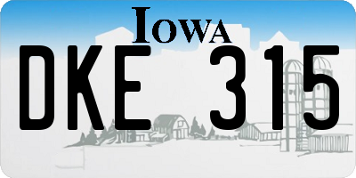 IA license plate DKE315