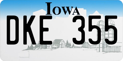 IA license plate DKE355