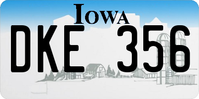 IA license plate DKE356