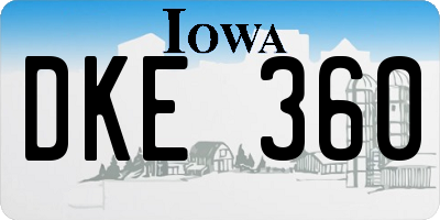 IA license plate DKE360