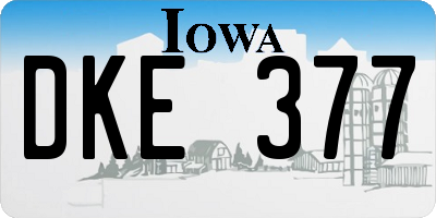 IA license plate DKE377