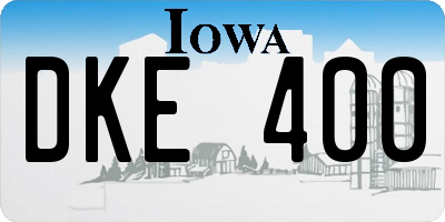 IA license plate DKE400