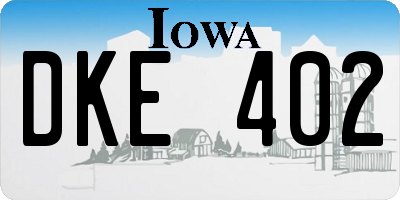IA license plate DKE402