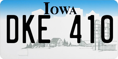 IA license plate DKE410