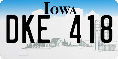 IA license plate DKE418