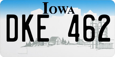 IA license plate DKE462