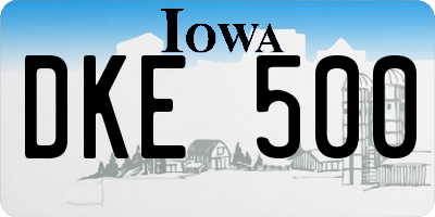 IA license plate DKE500