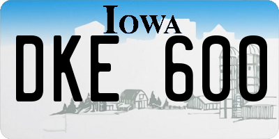 IA license plate DKE600