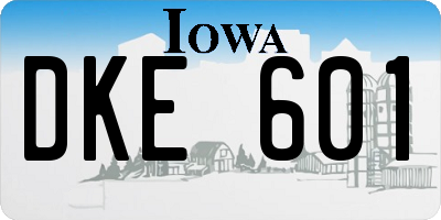 IA license plate DKE601