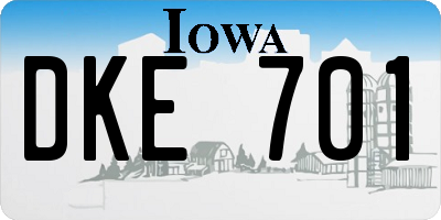IA license plate DKE701