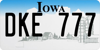 IA license plate DKE777