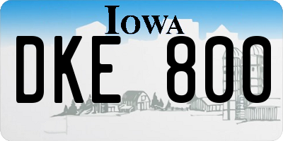 IA license plate DKE800