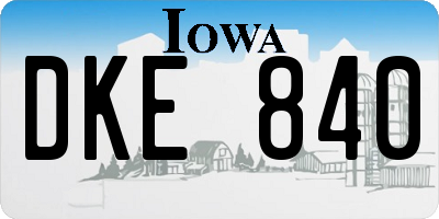 IA license plate DKE840