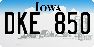 IA license plate DKE850