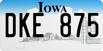 IA license plate DKE875